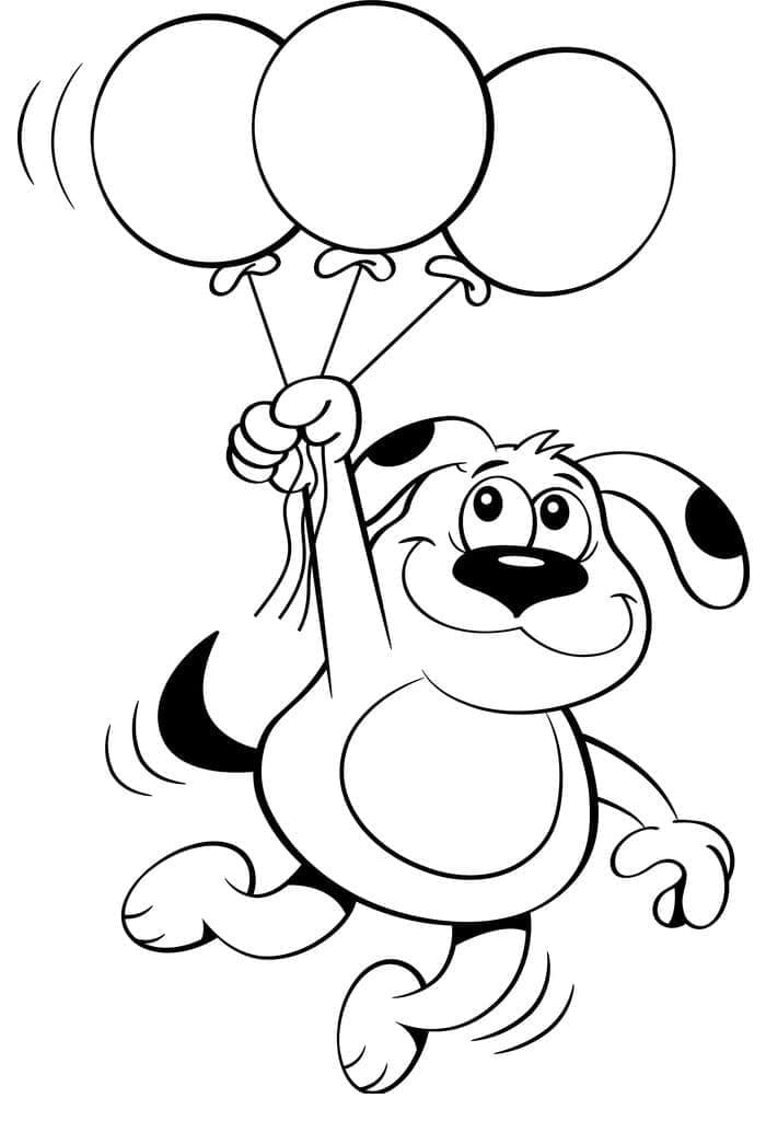 Câine fericit cu baloane