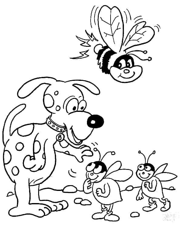 Desen animat câine și albine