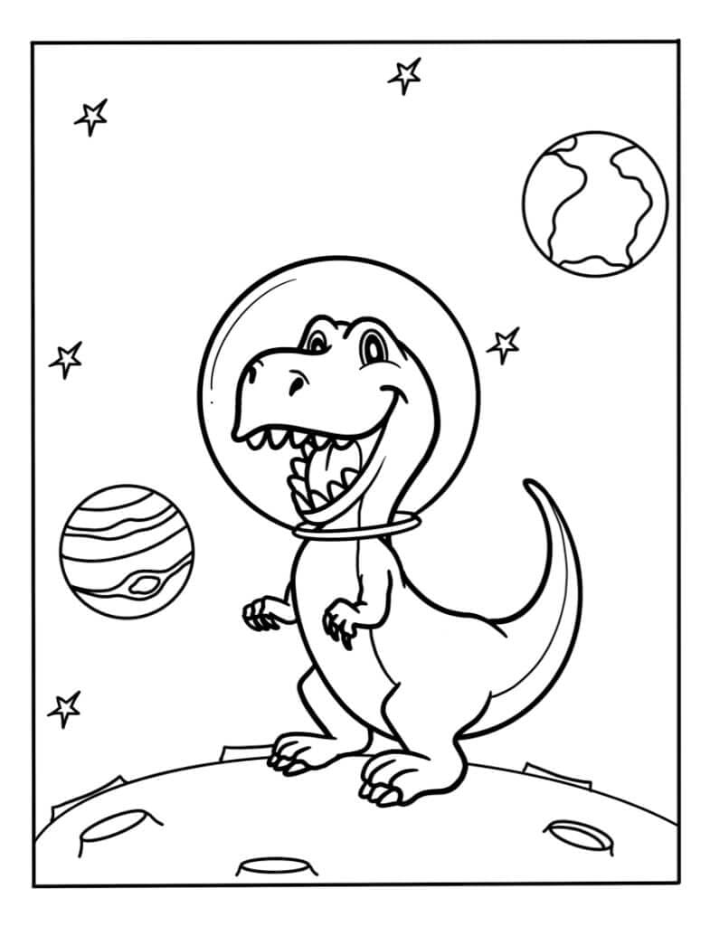 Dinozaur fericit în spațiu
