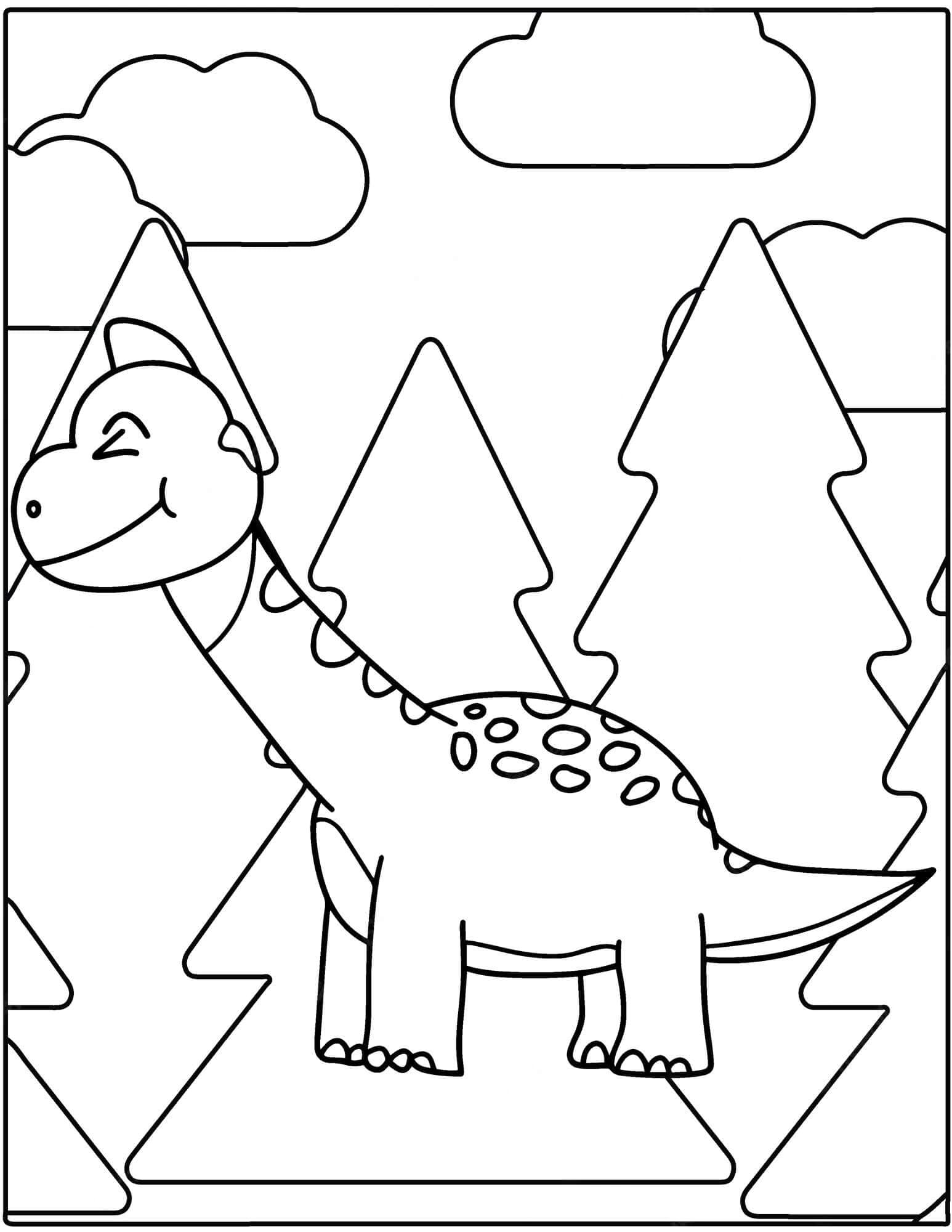 Dinozaur simplu și copaci