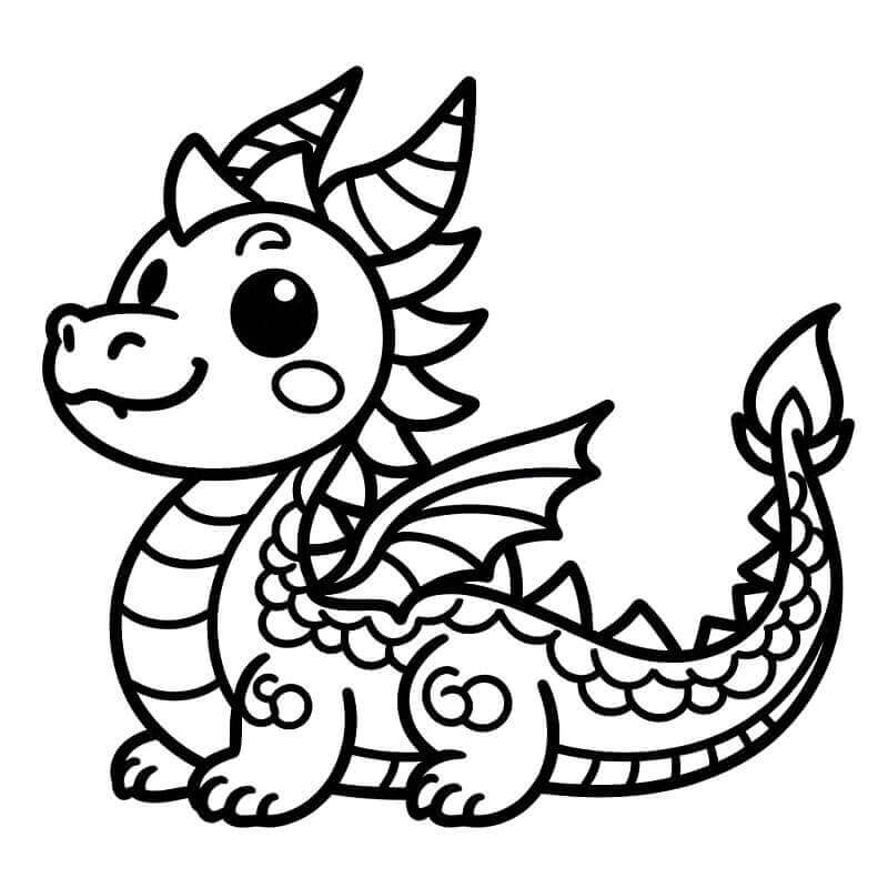 Fise de colorat cu Dragon de colorat p01
