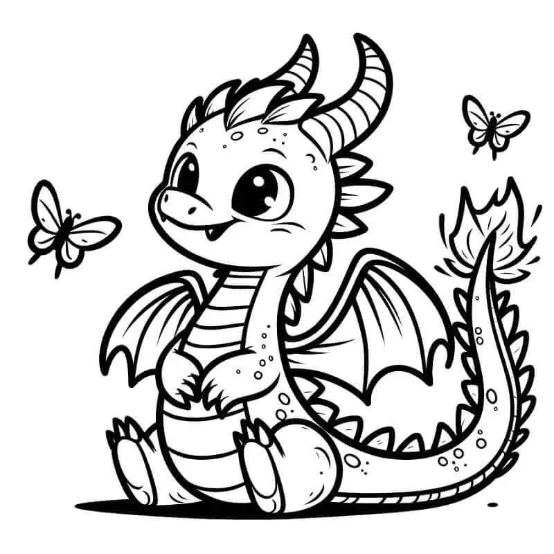 Fise de colorat cu Dragon de colorat p05