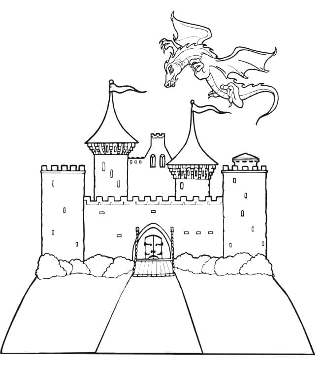 Dragon zburător și castel