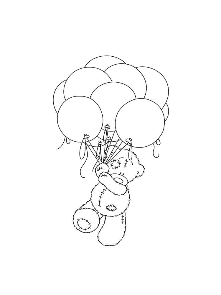 Drăguț ursuleț de pluș cu baloane