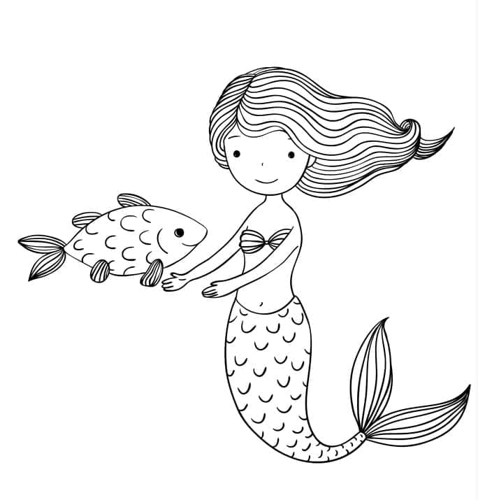 Drăguță sirenă cu pește