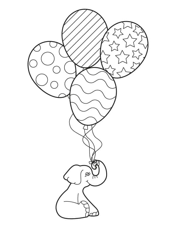 Elefant drăguț cu baloane