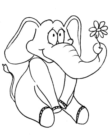 Elefant drăguț cu o floare