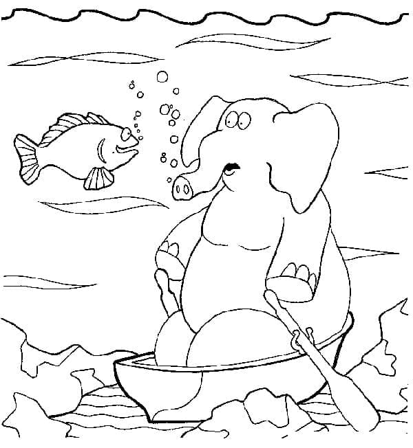 Elefant și pește amuzant