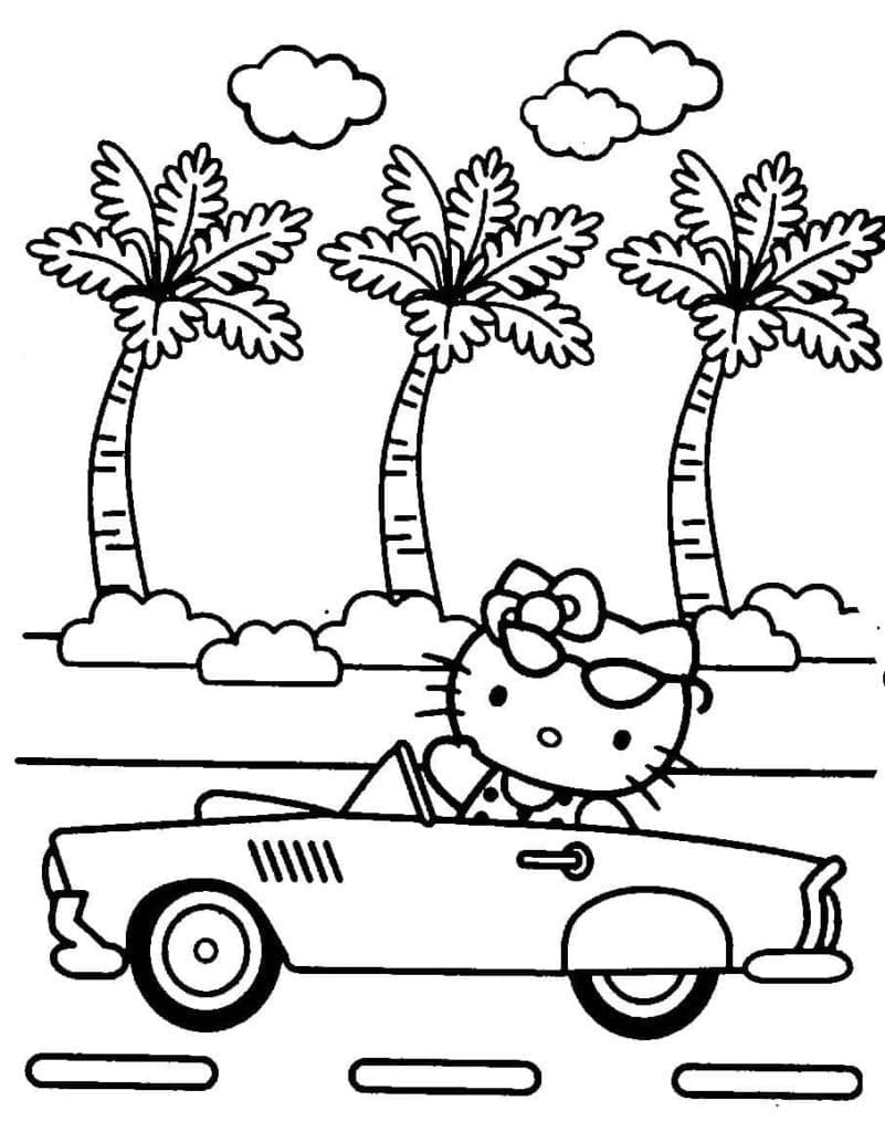Hello Kitty conduce mașina
