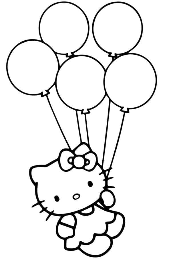 Hello Kitty cu baloane