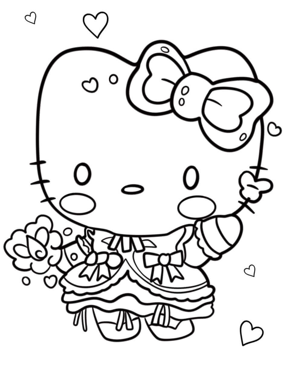 Fise de Colorat cu Hello Kitty de colorat p06