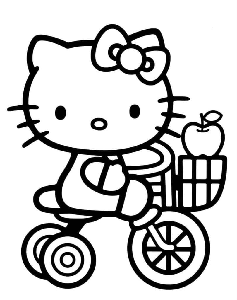 Hello Kitty merge pe tricicletă