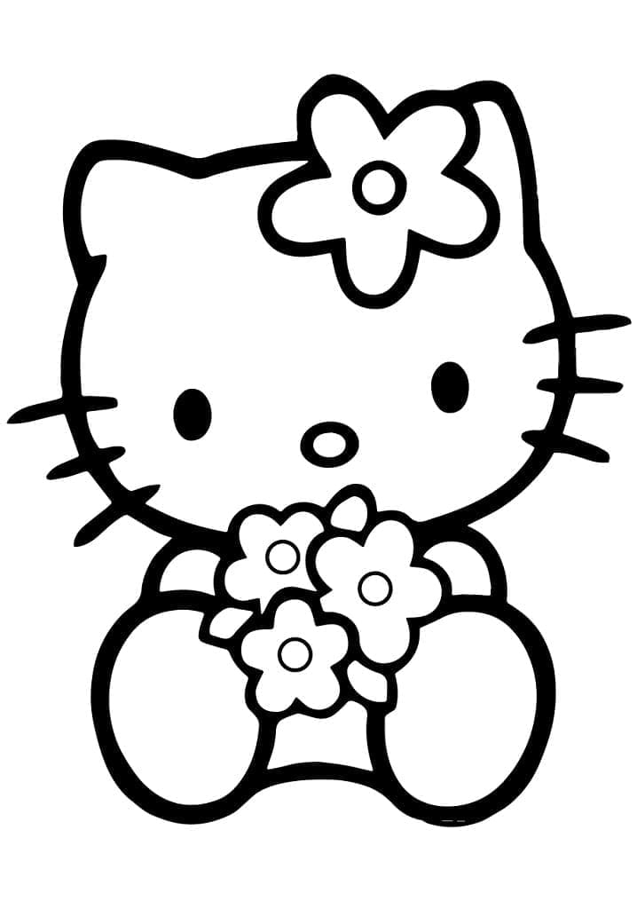 Hello Kitty și flori