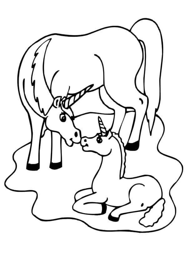 Mama și copilul unicorn