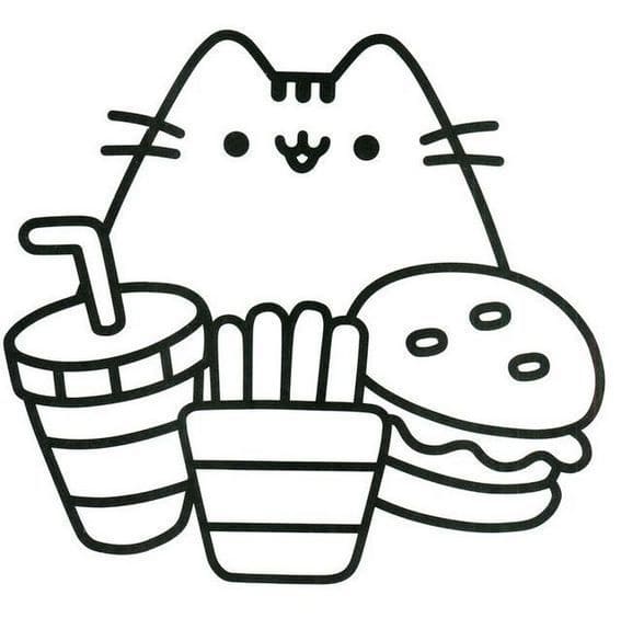 Pusheen cu fast-food