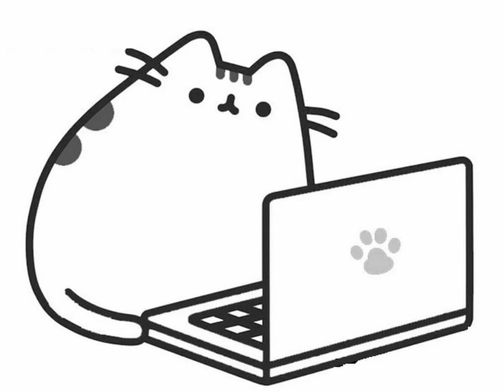 Pusheen cu laptop