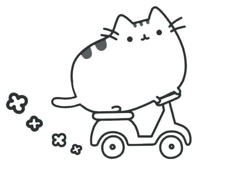 Pusheen pe o motocicletă