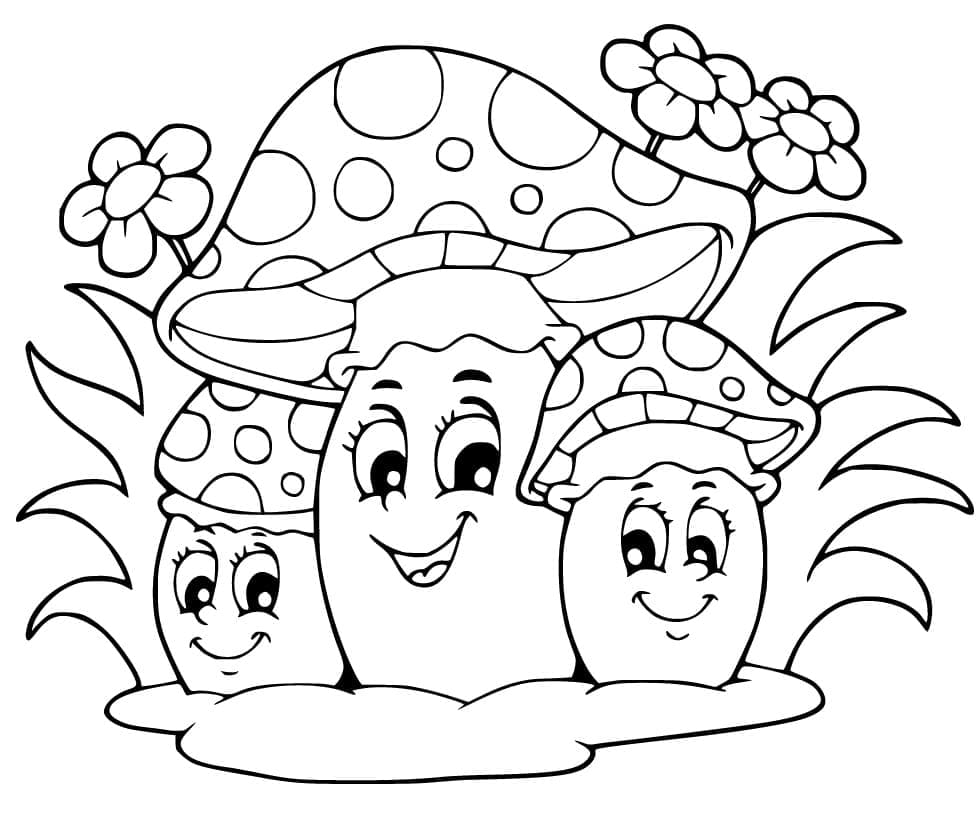 Trei ciuperci de desene animate