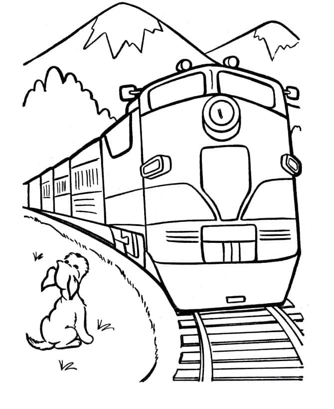 Tren și câine mic