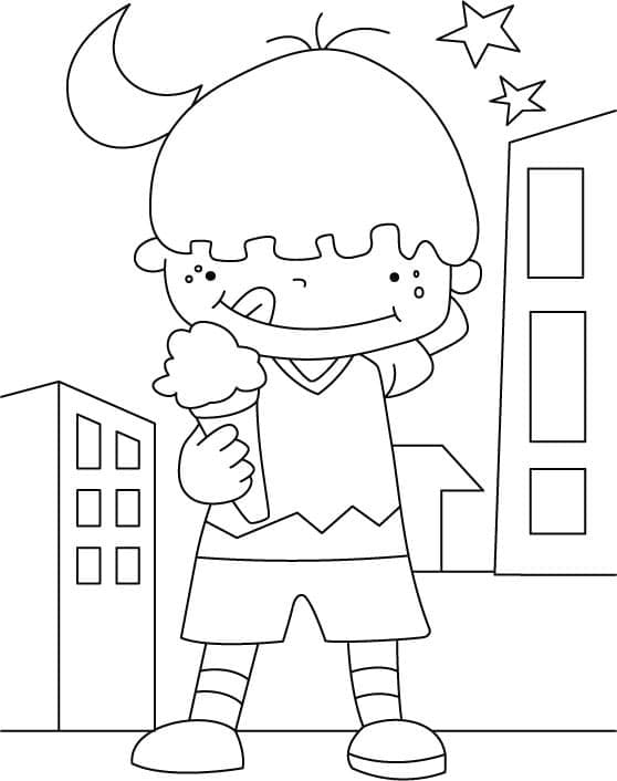Un băiat cu înghețată
