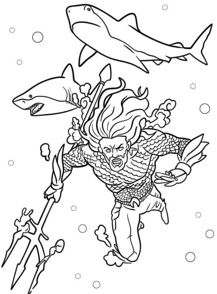 Fise de colorat cu Aquaman de colorat p04