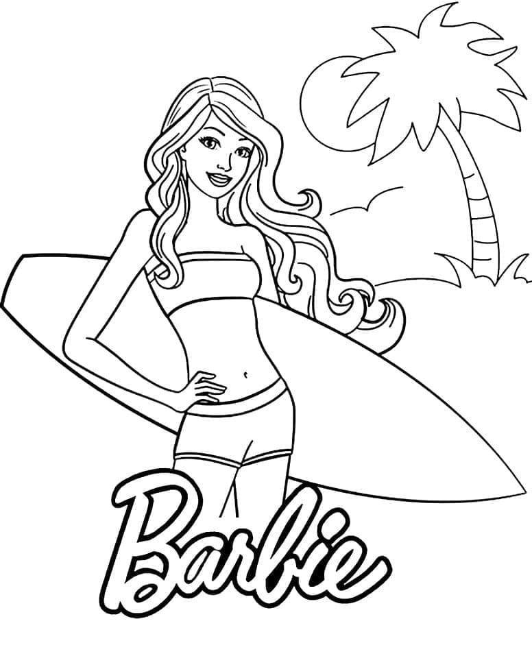 Barbie cu placa de surf