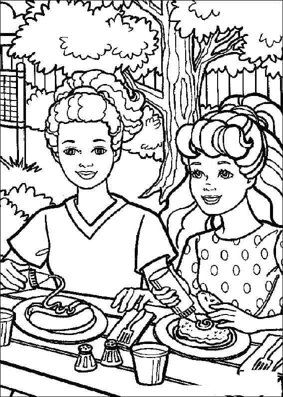 Barbie cu prietena ei la picnic
