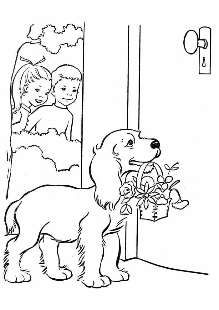 Câine cu flori