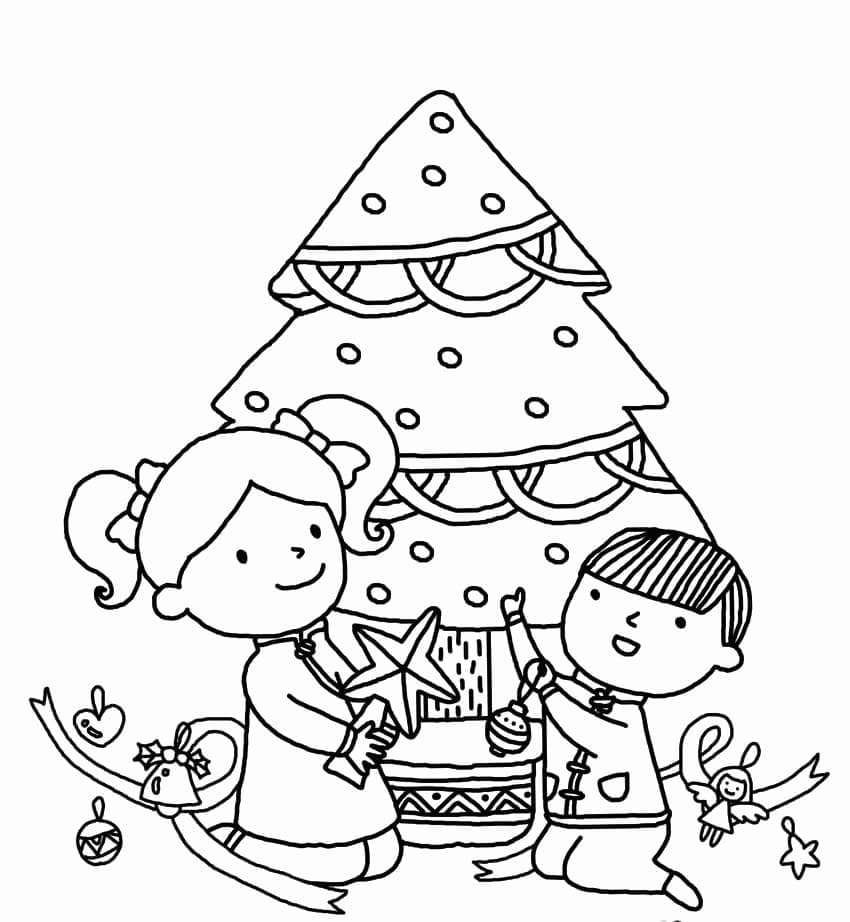 Copii cu Pomul de Crăciun