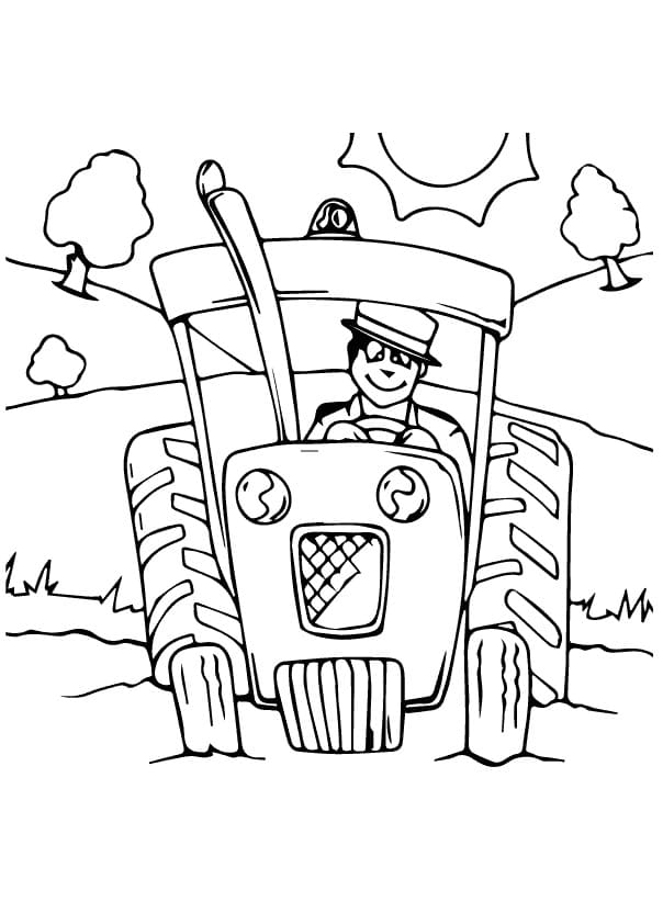 Fermier fericit conduce un tractor