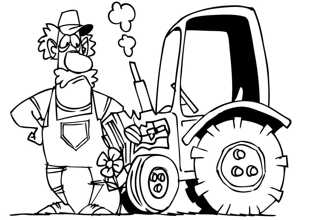 Fermier și tractorul lui