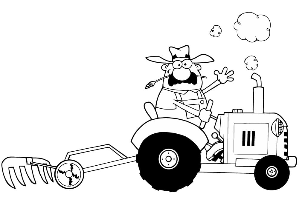 Fermierul conduce un tractor