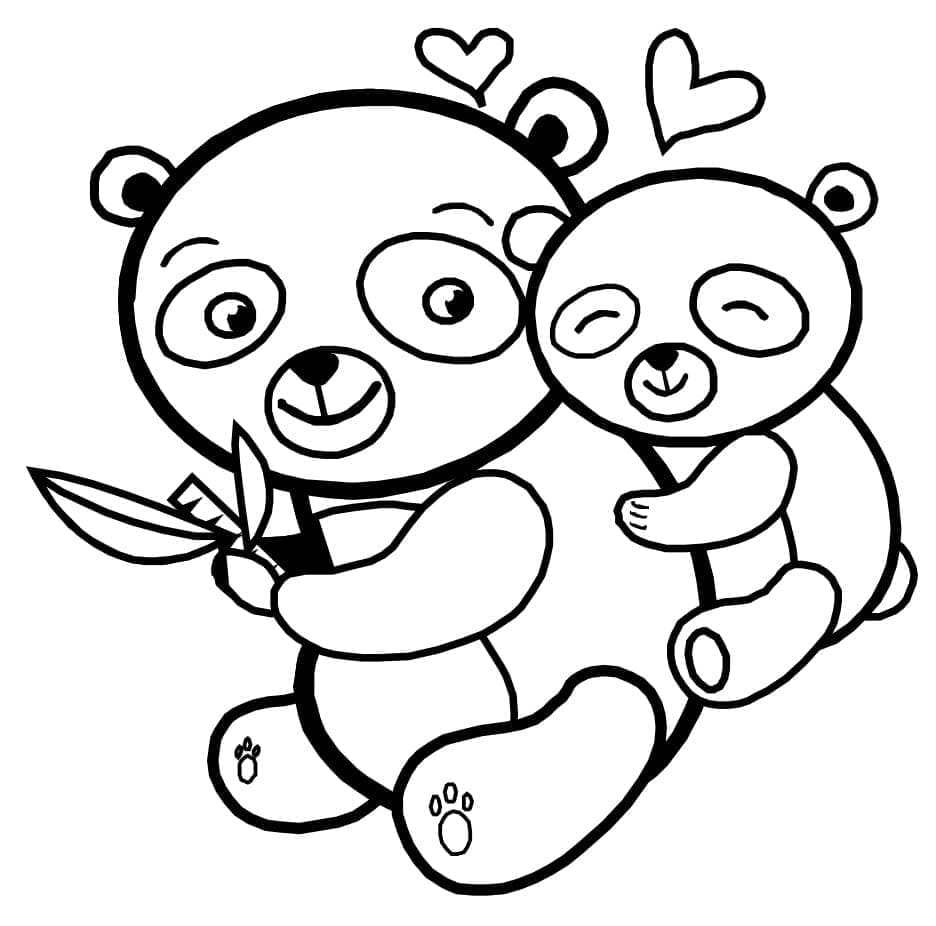 Mama și puiul de panda