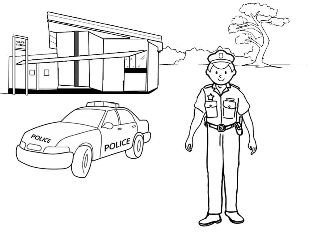 Mașină de poliție și polițist