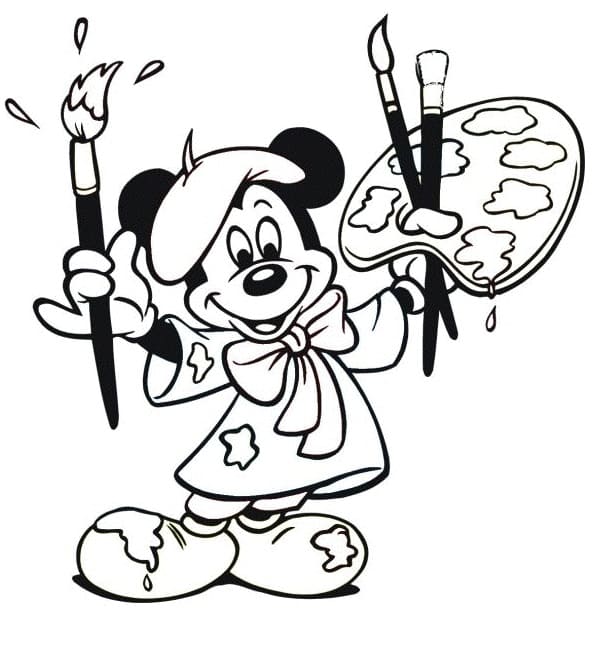 Mickey mouse cu pensule