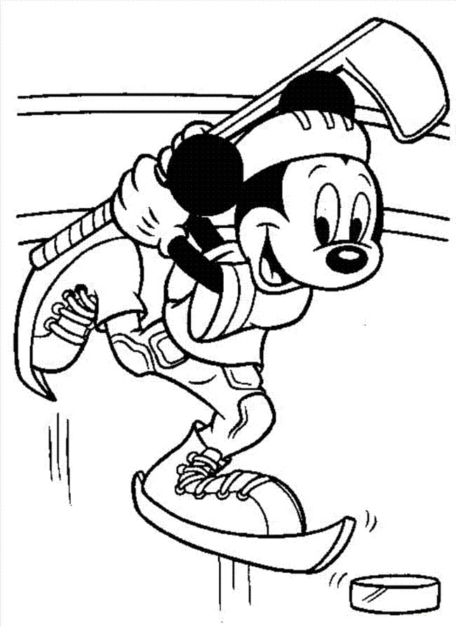 Mickey mouse joacă hochei pe gheață
