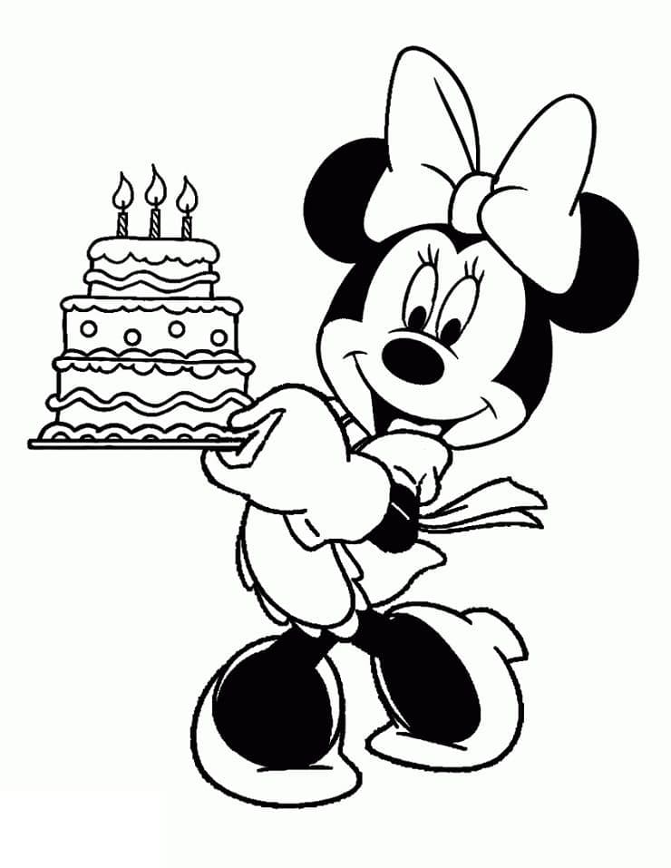 Minnie mouse și tort de ziua de naștere
