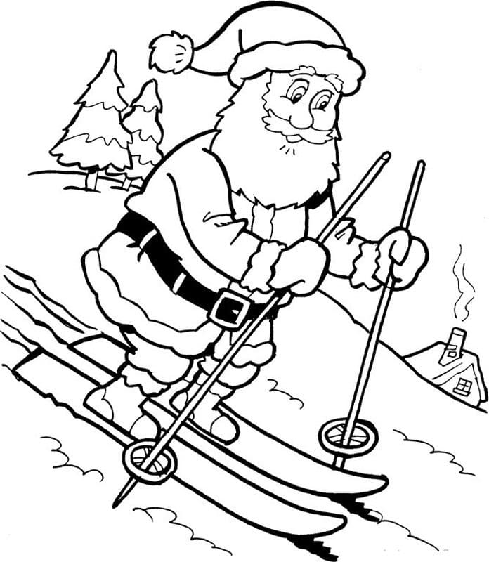 Moș Crăciun schiează