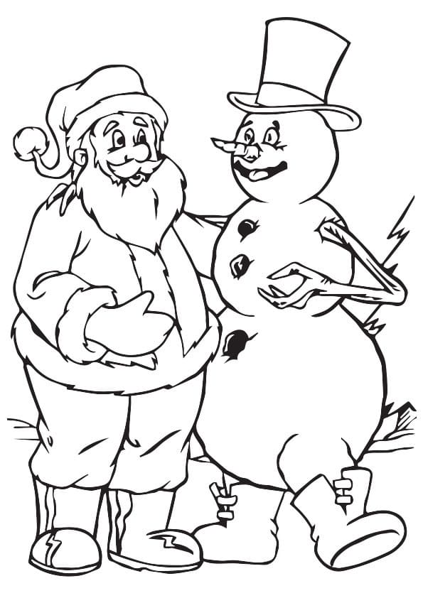 Moș Crăciun și om de zăpadă