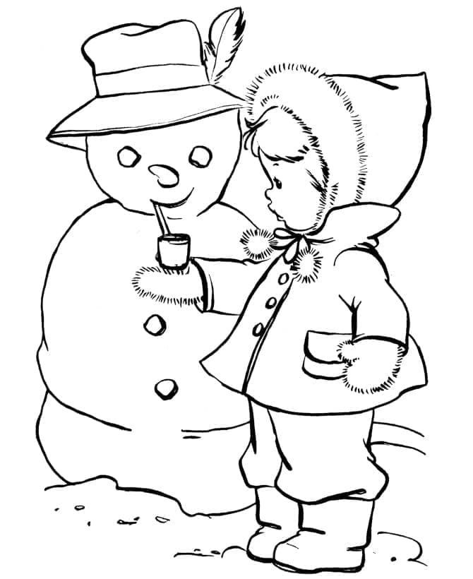 Om de zăpadă și copil mic