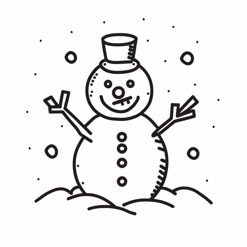 Omul de zăpadă foarte fericit
