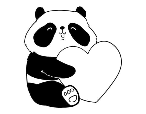 Panda drăguță și inimă