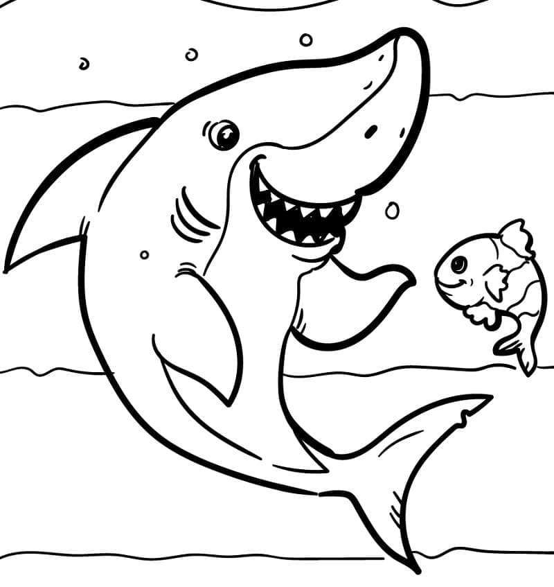 Rechin și pește din desene animate