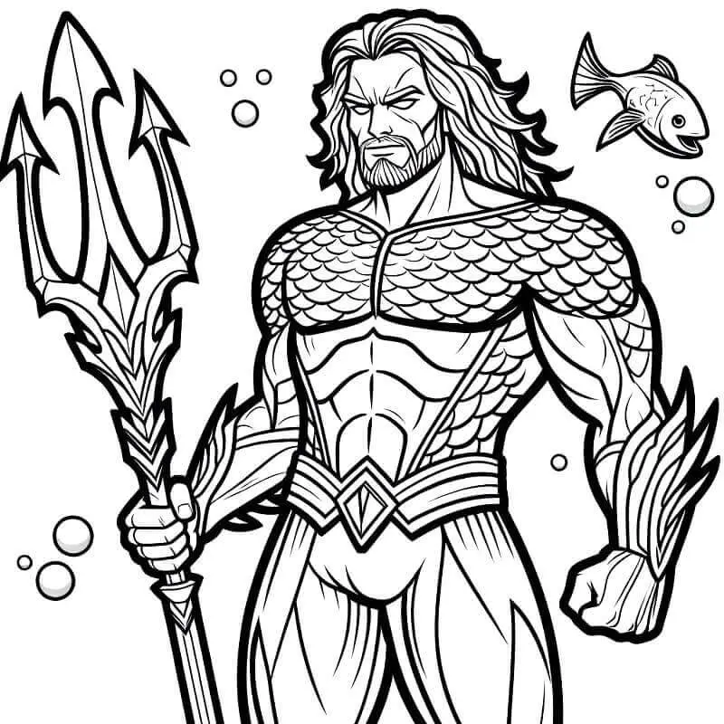 Fise de colorat cu Supereroul Aquaman