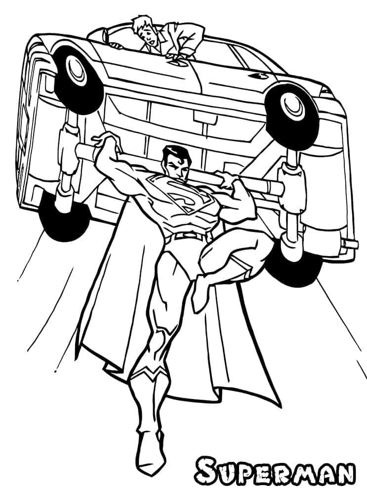 Superman cu o mașină