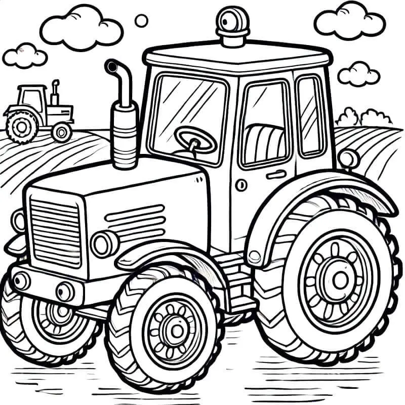 Fise de colorat cu Tractor de colorat p02