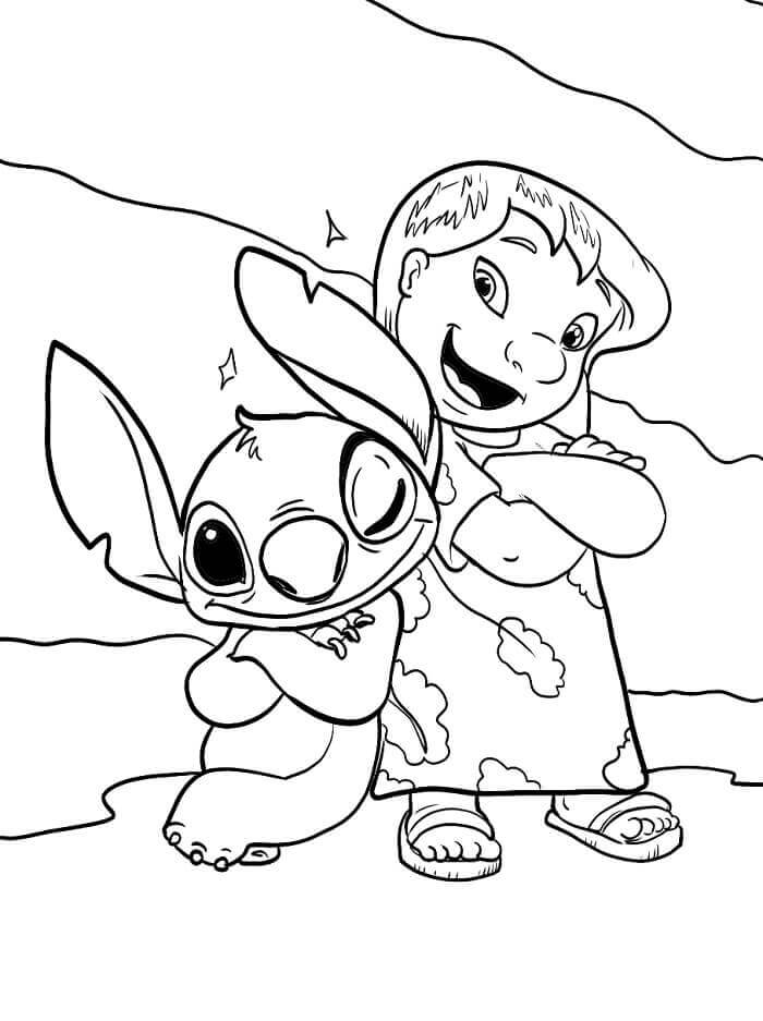 Fise de colorat cu Lilo și Stitch drăguți