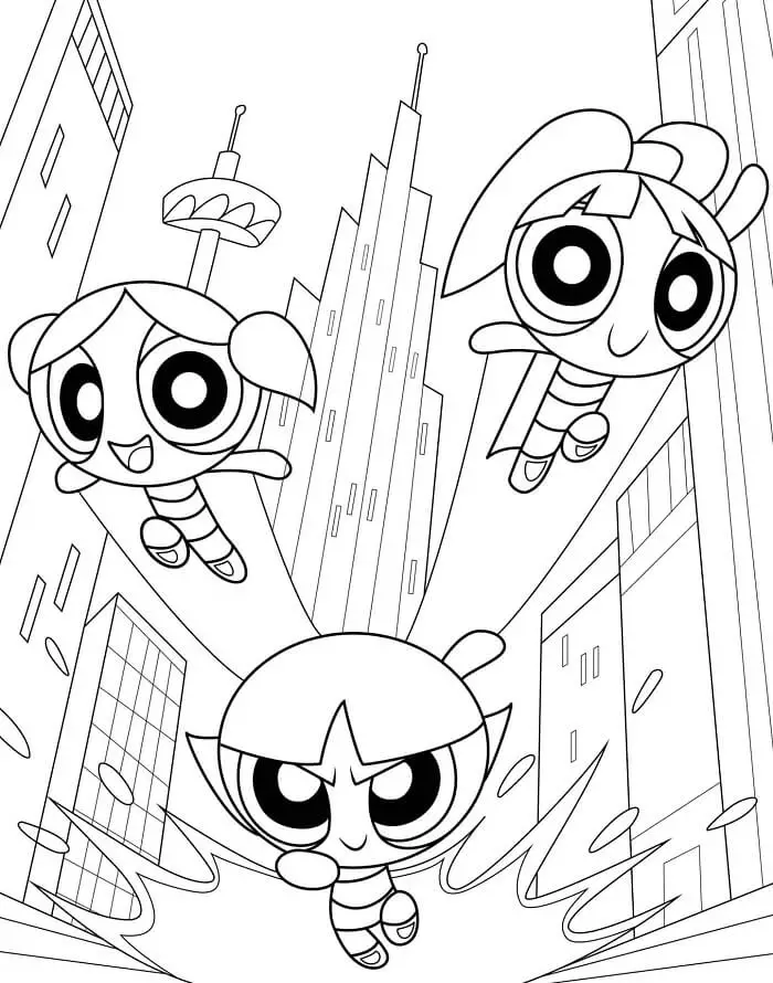 Fise de colorat cu Powerpuff girls de colorat p37