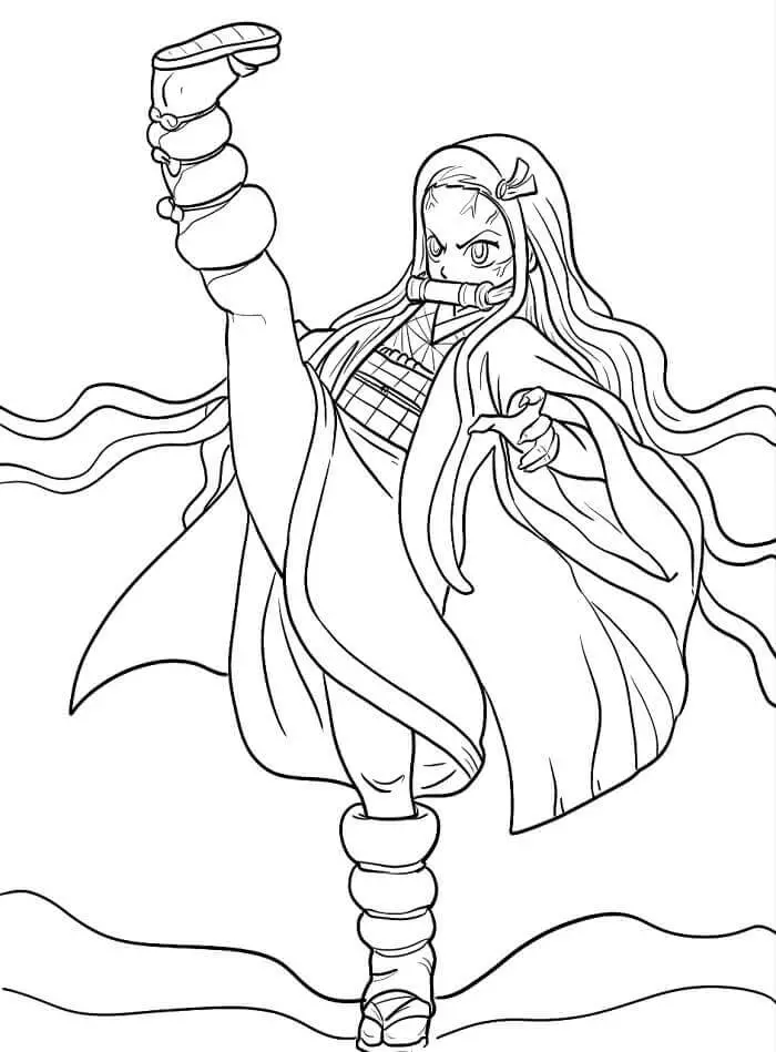 Fise de colorat cu Anime Nezuko