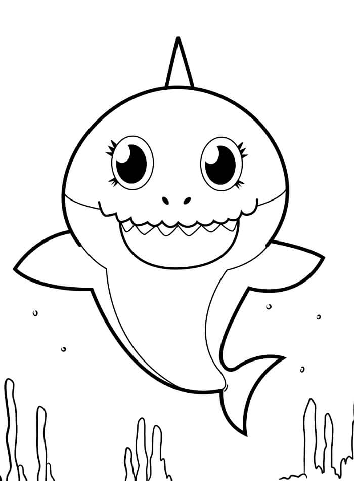 Fise de colorat cu Baby Shark gratuite pentru copii